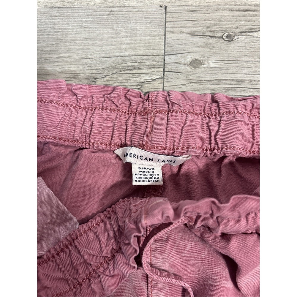 Women's S American Eagle Pull On Elastic Waist Drawstring Short Pink Floral - Picture 4 of 8